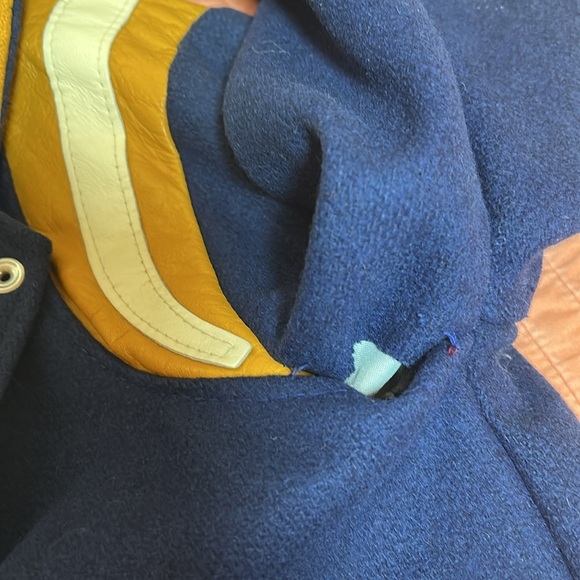 Vintage 70-80s Holloway Varsity Jacket women’s Blue Yellow Leather Wool sz Med - Picture 9 of 15